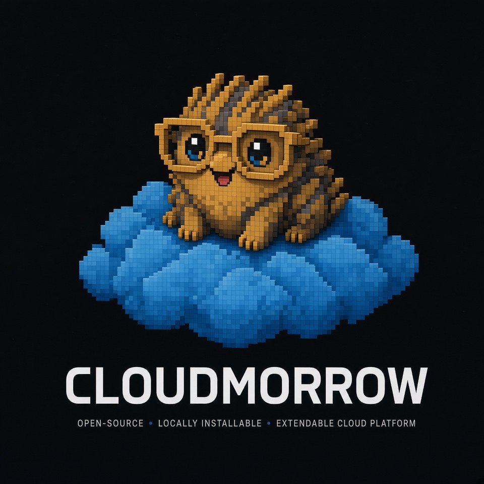 The full logo: hedgehog on cloud, wordmark and descriptor